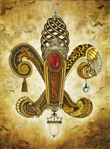 Red Stone Fleur de Lis